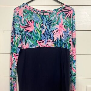 Lilly Pulitzer Vibrant Pink and Blue Long Sleeve Top